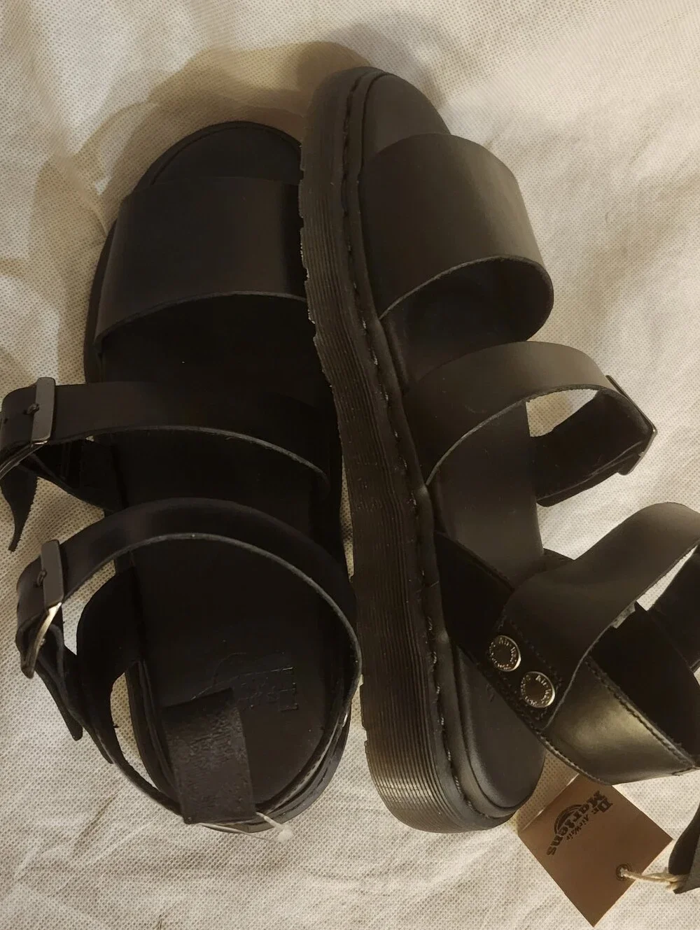 Dr. Martens Black Triple-Buckle Platform Sandals
